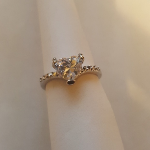 Heart Diamond Promise Ring Silver Gift size 5.5 - Picture 7 of 8